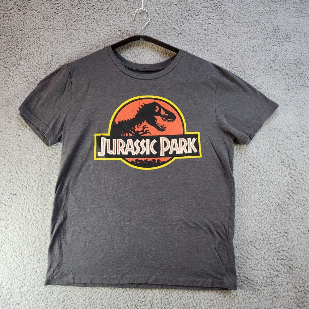 Jurassic Park T Shirt‎ Junior's Large Gray Graphic Print Cotton Short Sleeve